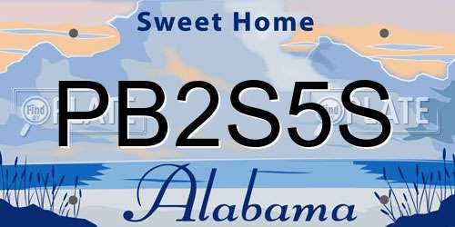 PB2S5S Alabama License Plate