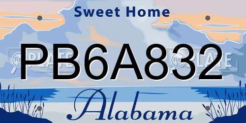 PB6A832 Alabama License Plate