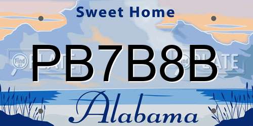 PB7B8B Alabama License Plate