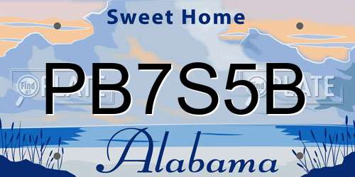 PB7S5B Alabama License Plate