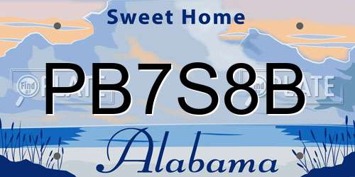 PB7S8B Alabama License Plate