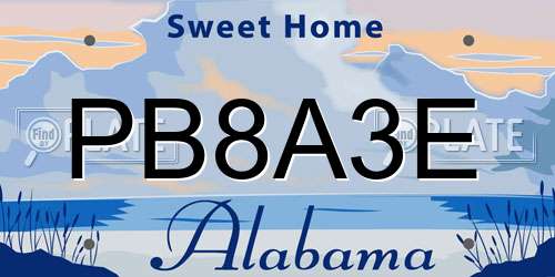 PB8A3E Alabama License Plate