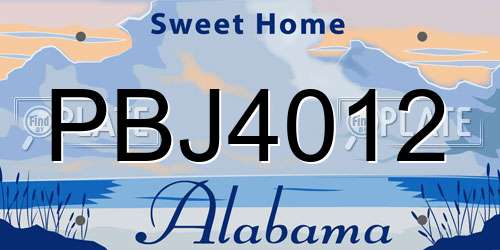 PBJ4012 Alabama License Plate