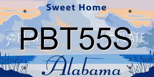 PBT55S Alabama License Plate