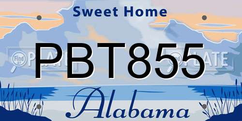 PBT855 Alabama License Plate