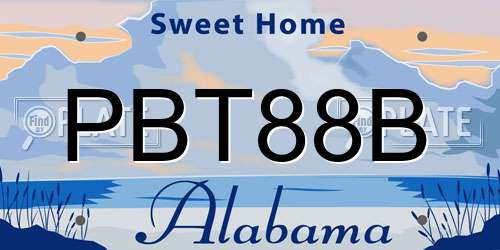 PBT88B Alabama License Plate