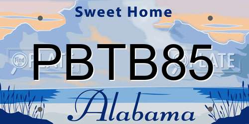 PBTB85 Alabama License Plate