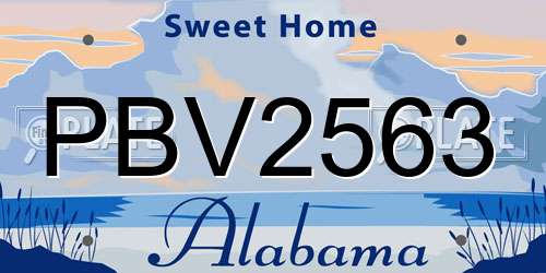 PBV2563 Alabama License Plate