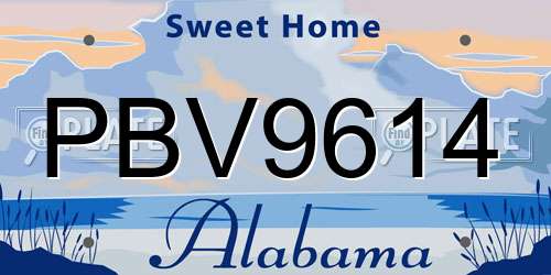 PBV9614 Alabama License Plate