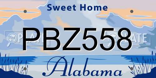 PBZ558 Alabama License Plate