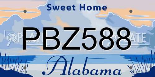 PBZ588 Alabama License Plate
