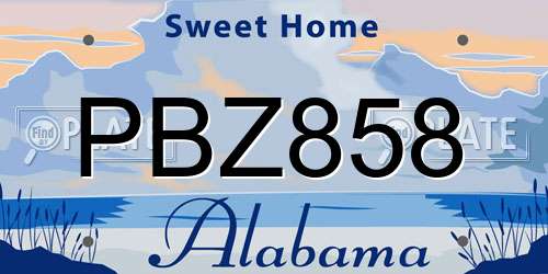 PBZ858 Alabama License Plate