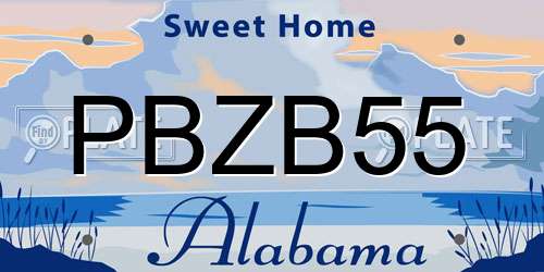 PBZB55 Alabama License Plate