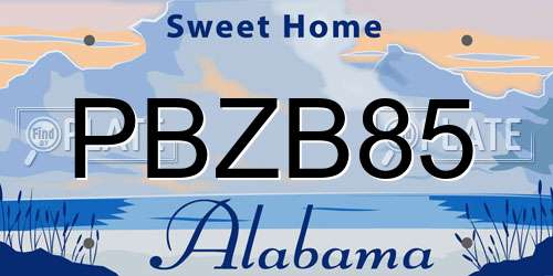 PBZB85 Alabama License Plate