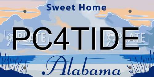 PC4TIDE Alabama License Plate