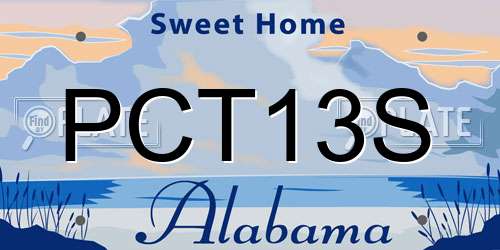 PCT13S Alabama License Plate