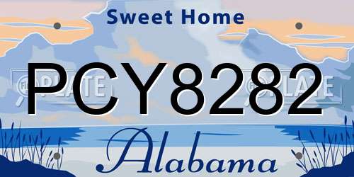 PCY8282 Alabama License Plate