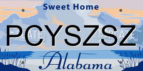 PCYSZSZ Alabama License Plate