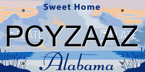 PCYZAAZ Alabama License Plate