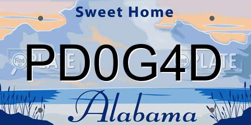 PD0G4D Alabama License Plate