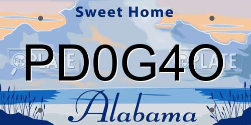 PD0G4O Alabama License Plate
