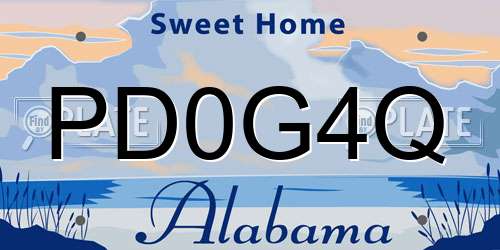 PD0G4Q Alabama License Plate