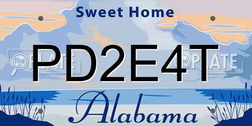 PD2E4T Alabama License Plate