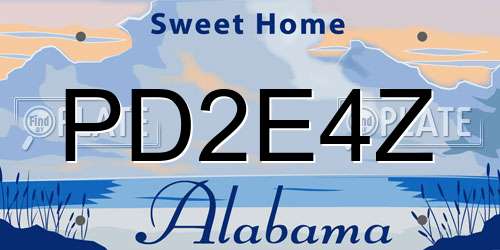 PD2E4Z Alabama License Plate