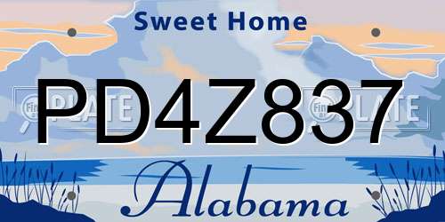 PD4Z837 Alabama License Plate