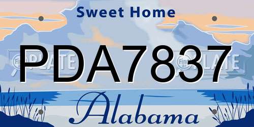 PDA7837 Alabama License Plate