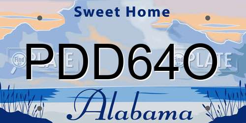 PDD64O Alabama License Plate