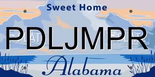 PDLJMPR Alabama License Plate