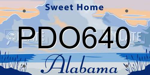 PDO640 Alabama License Plate