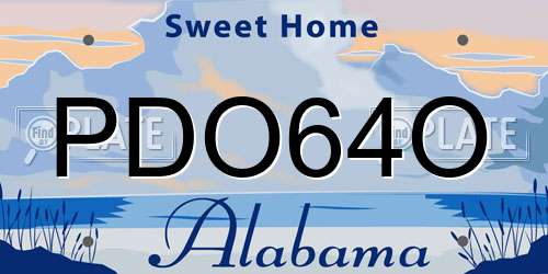 PDO64O Alabama License Plate