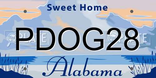PDOG28 Alabama License Plate