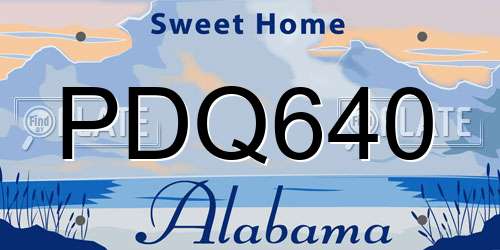 PDQ640 Alabama License Plate