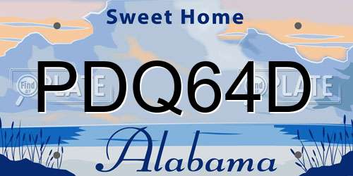 PDQ64D Alabama License Plate