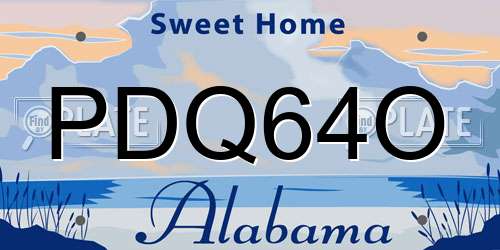 PDQ64O Alabama License Plate