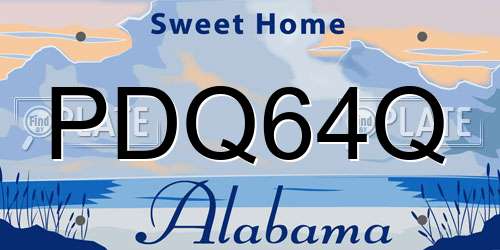 PDQ64Q Alabama License Plate