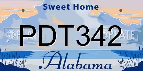 PDT342 Alabama License Plate
