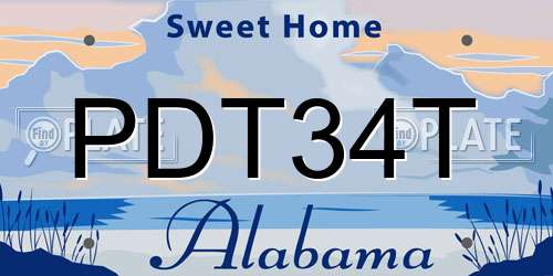 PDT34T Alabama License Plate