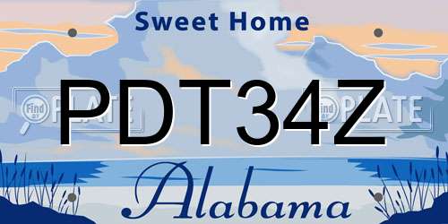 PDT34Z Alabama License Plate