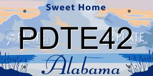 PDTE42 Alabama License Plate