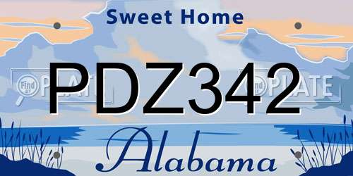 PDZ342 Alabama License Plate