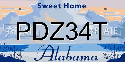 PDZ34T Alabama License Plate