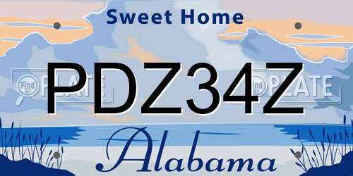 PDZ34Z Alabama License Plate