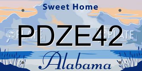 PDZE42 Alabama License Plate