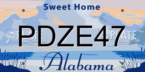 PDZE47 Alabama License Plate