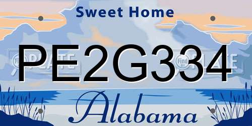 PE2G334 Alabama License Plate