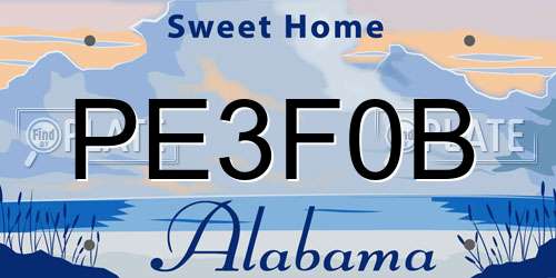 PE3F0B Alabama License Plate